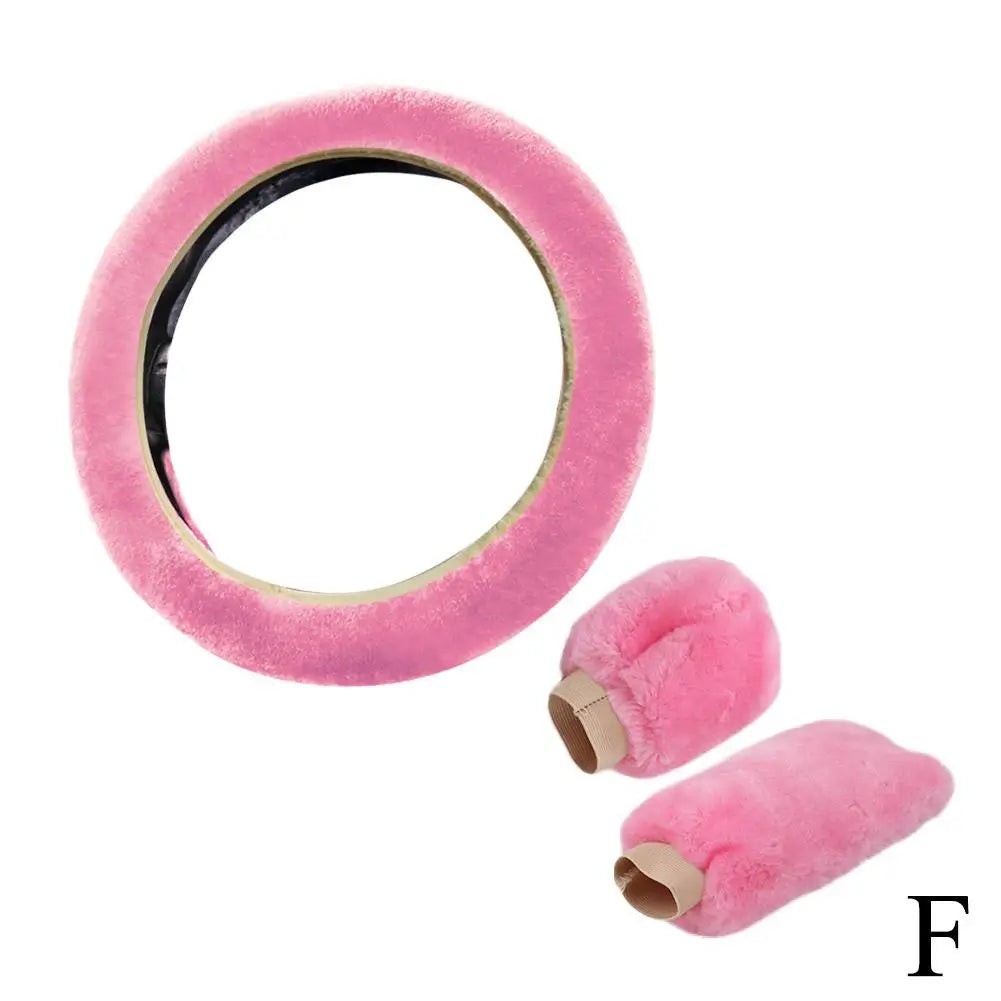 Plush Winter Car Steering Wheel Cover Set – Non-Slip Soft Steering Wheel Cover PLUSH F