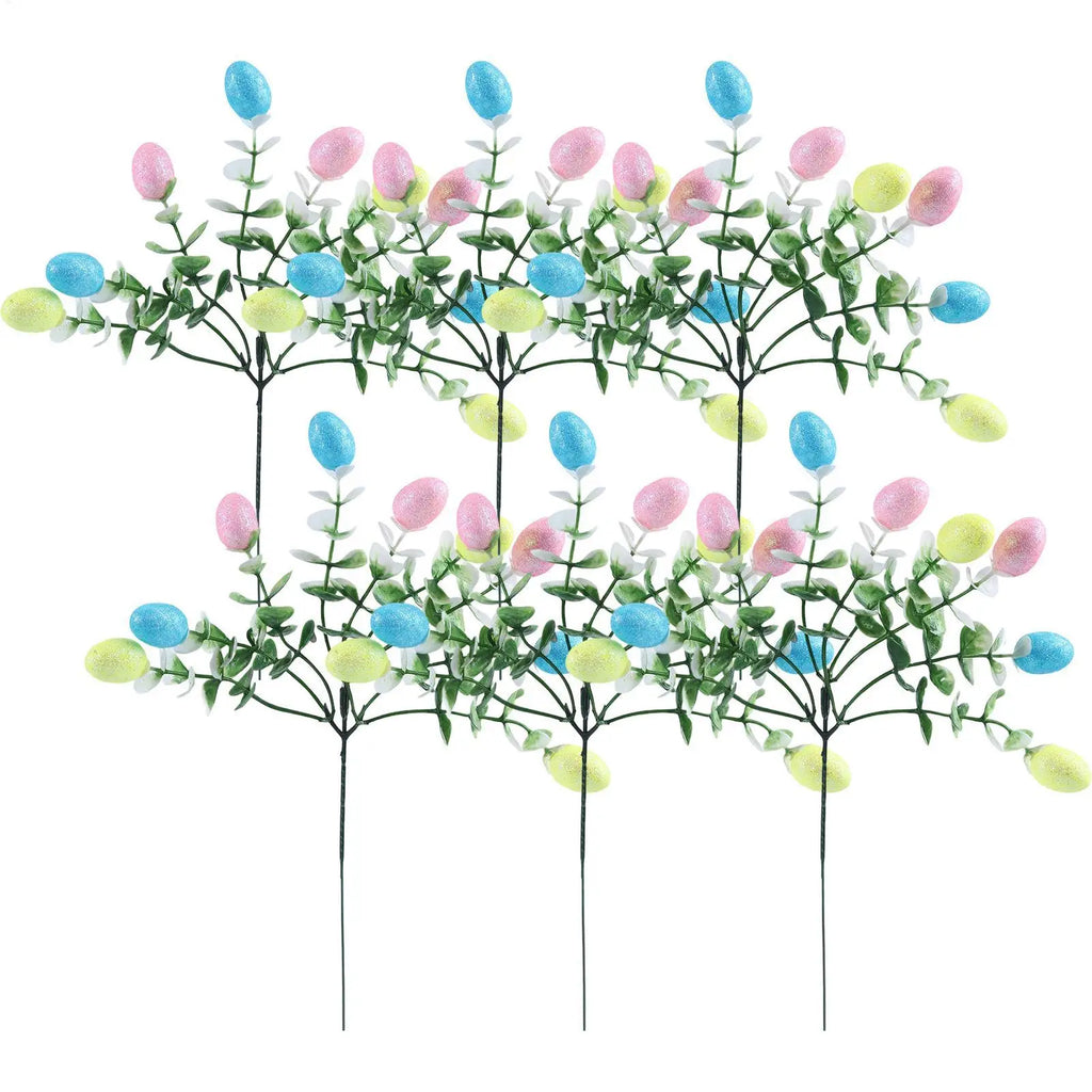 6pcs Easter Egg Branch Stems | Faux Spring Vase Decor DIY Seasonal Faux Stems PLUSH