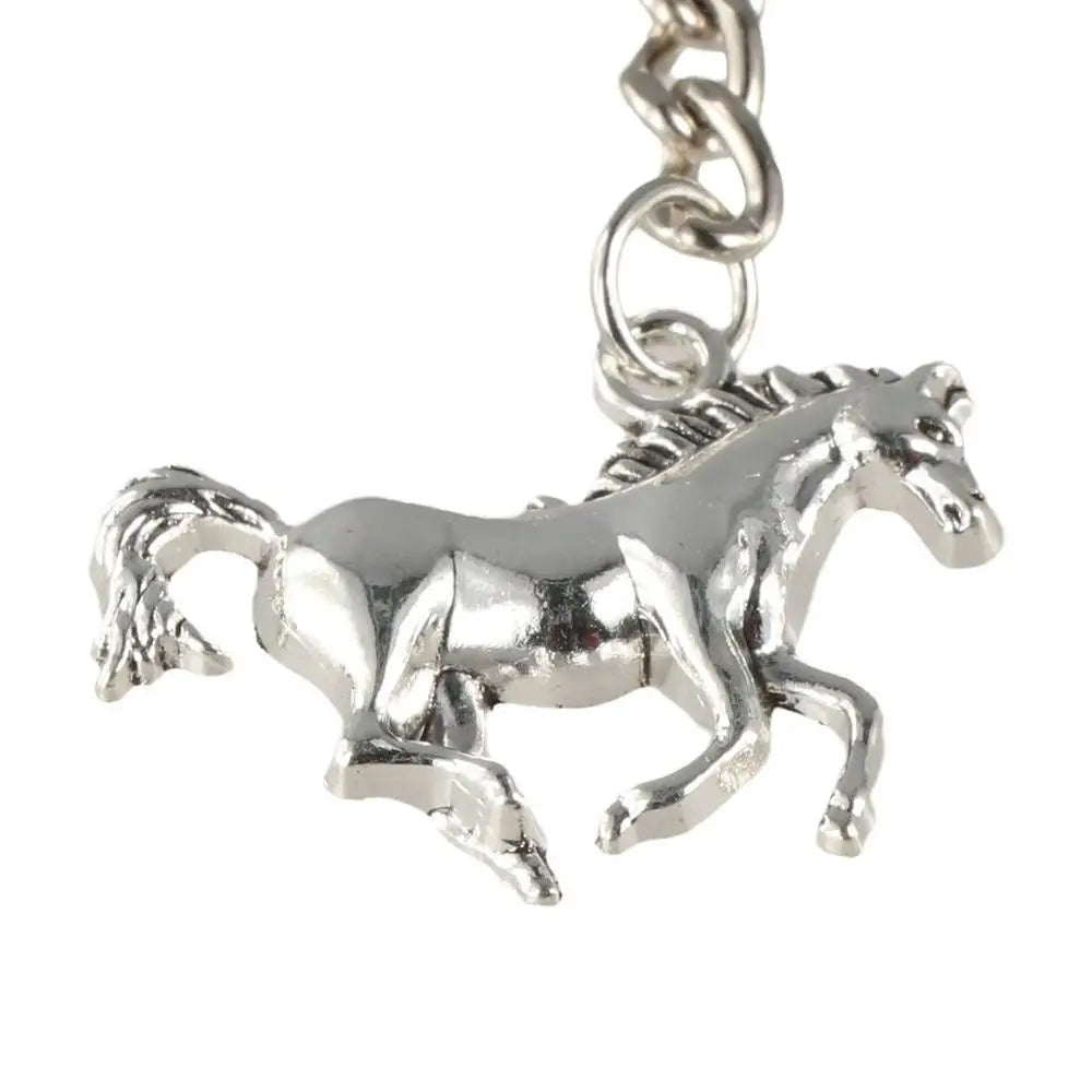 Vintage Running Horse Pendant Keychain – Silver Metal Keyring Metal Keychain PLUSH