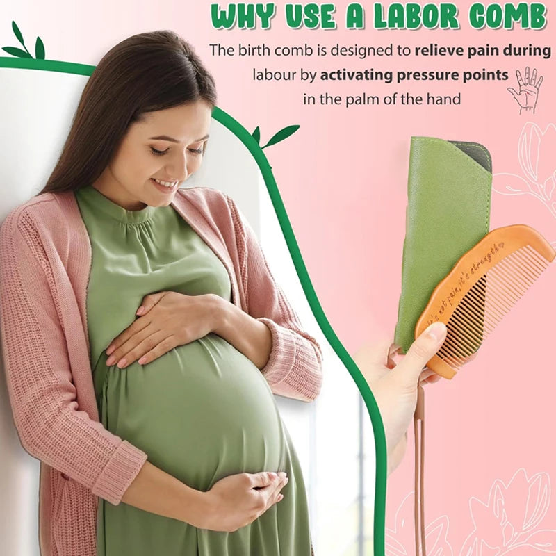 Wooden Birth Comb – Labor & Delivery Hospital Bag Essential Labor Support Tool PLUSH