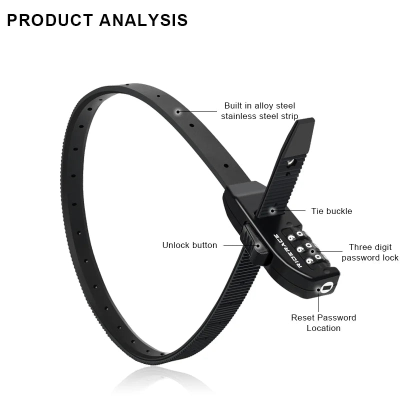 RIDERACE 3-Digit Combination Cable Lock – Bike & Scooter Bicycle Cable Lock PLUSH