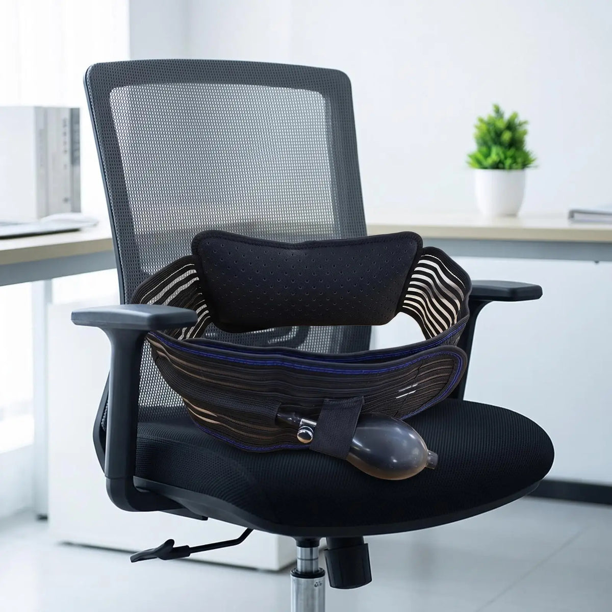 Inflatable Back Support Belt with Bulb | Office & Travel Lumbar Support Belt PLUSH