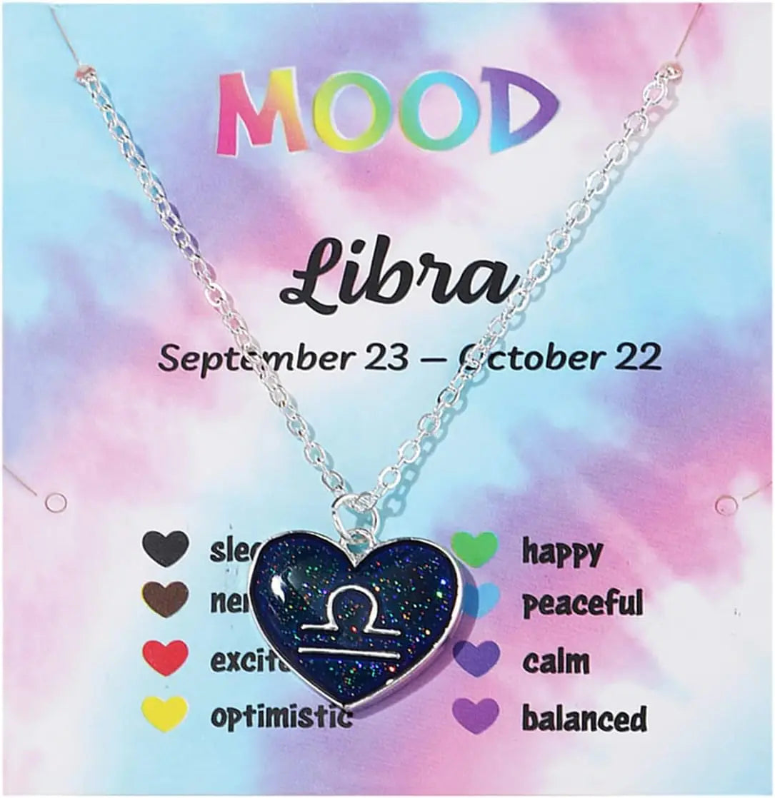 Zodiac Constellation Mood Necklace – Color Changing Pendant Pendant Necklace PLUSH Libra
