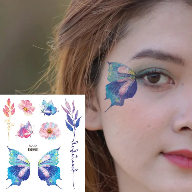 Purple Fairy Butterfly Glitter Temporary Tattoo Stickers Temporary Tattoo Sticker PLUSH FG-034