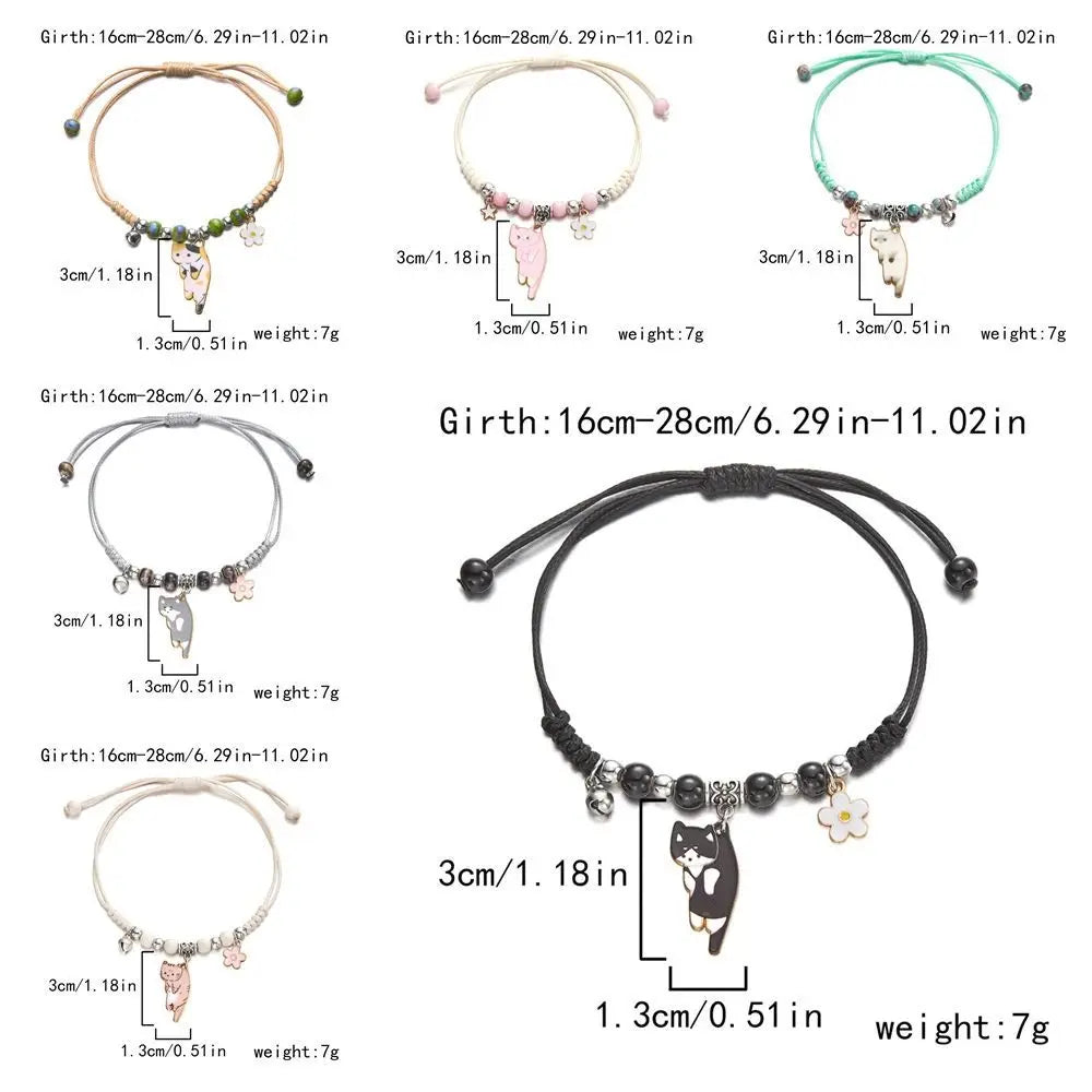 Colorful Cat String Bracelet – Handmade Woven Bead Jewelry Beaded String Bracelet PLUSH