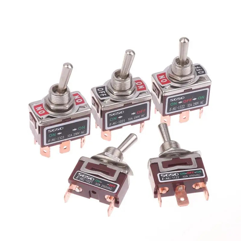32A 250VAC Rocker Toggle Switch 2/3/4/6 Pin Brass Screw Rocker Toggle Switch PLUSH