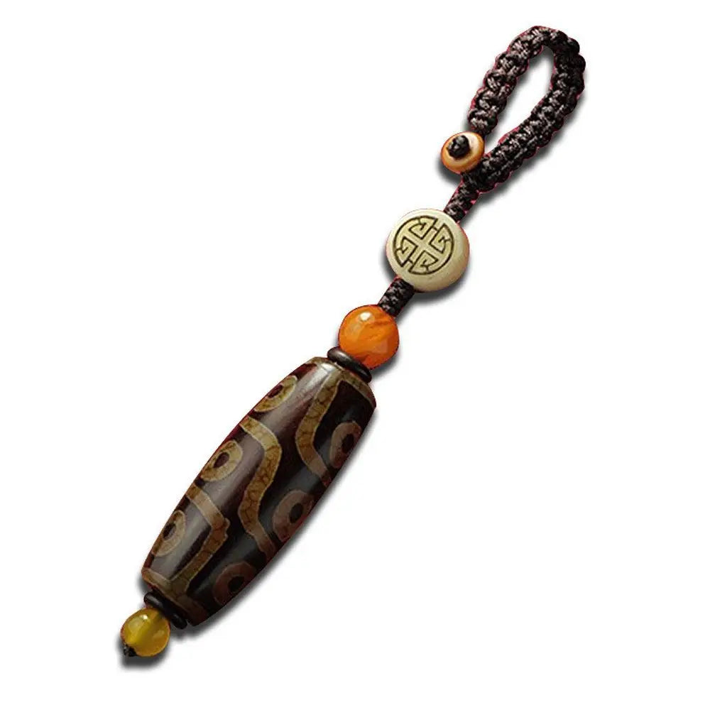 Nine Eye Tibet Dzi Agate Bead Keychain – Eastern Pendant Bead Pendant Keychain PLUSH