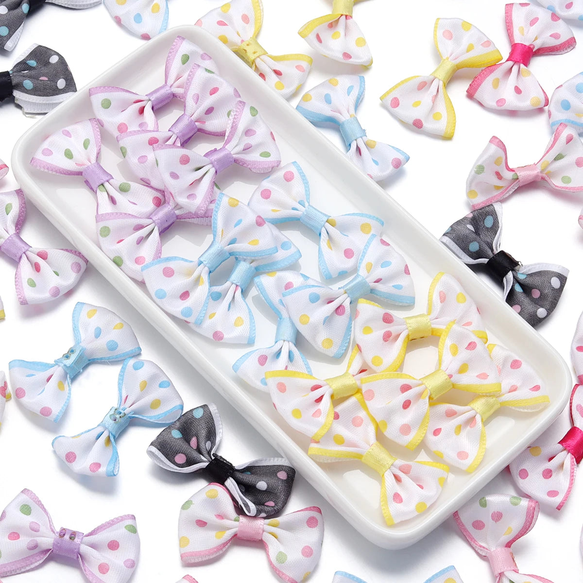 30pcs Polka Dot Ribbon Bows – DIY Hair Accessories & Gift Wrap Ribbon Craft Bows PLUSH