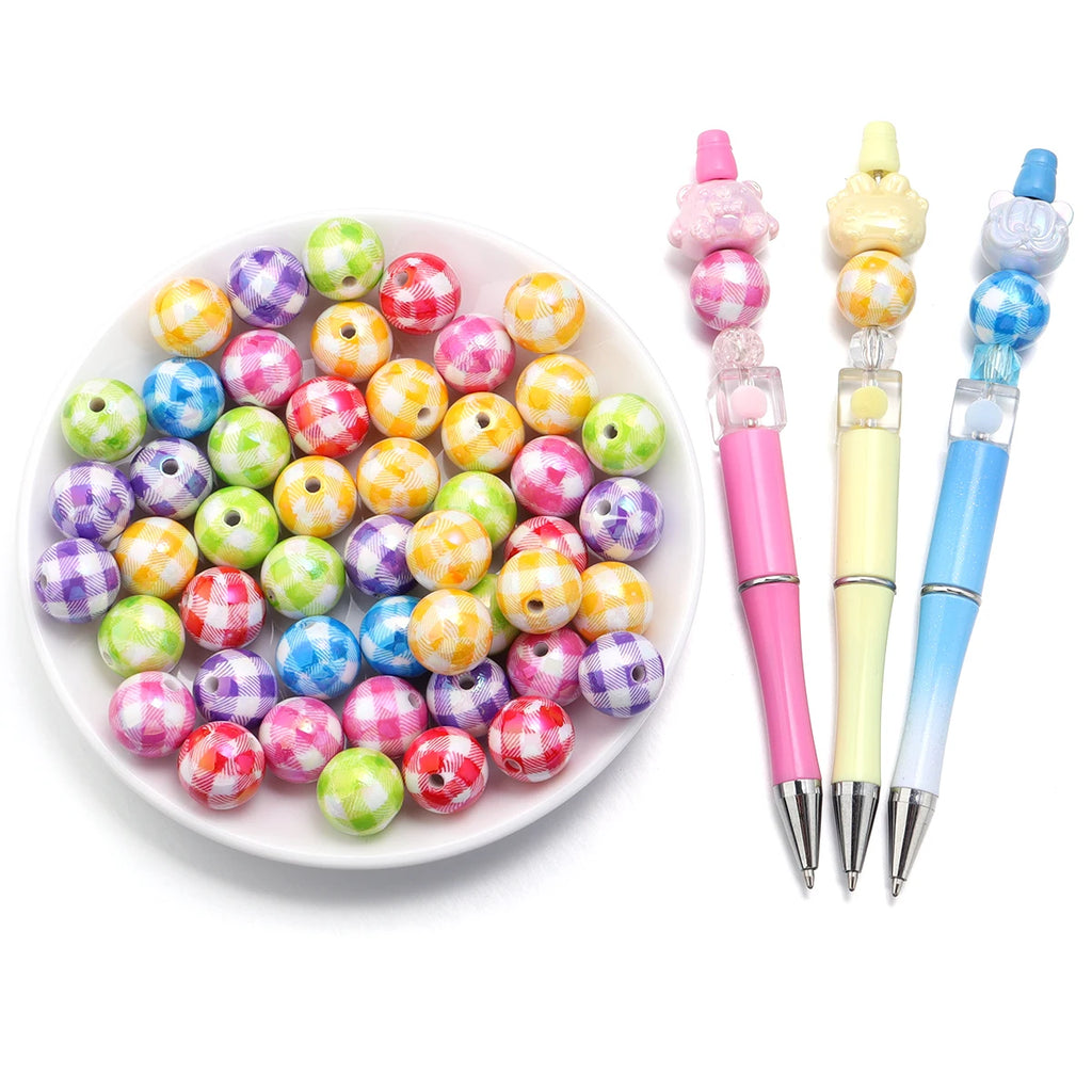 10pcs 16mm Plaid Acrylic Round Spacer Beads – DIY Jewelry Acrylic Spacer Beads PLUSH
