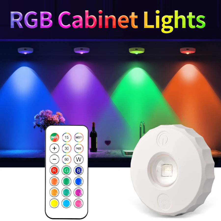 RGB USB Rechargeable Under Cabinet LED Spotlight – Dimmable LED Cabinet Spotlight PLUSH