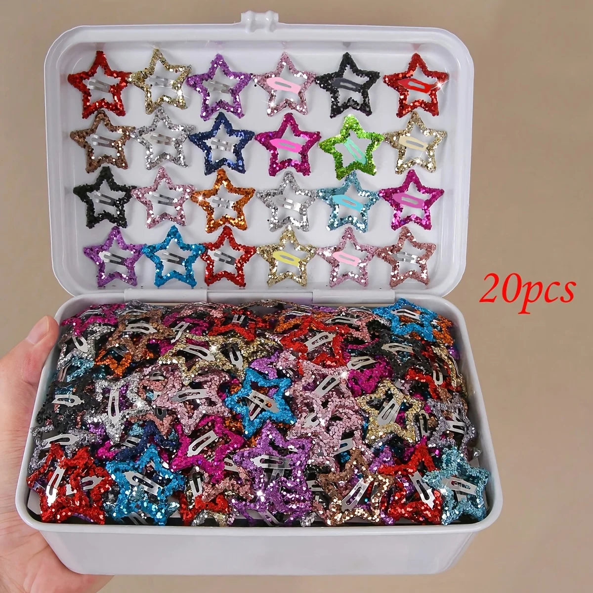20pcs Star Hair Clips – Colorful Sequin Snap Barrettes for Girls Hair Clips Barrettes PLUSH Random color 20pcs