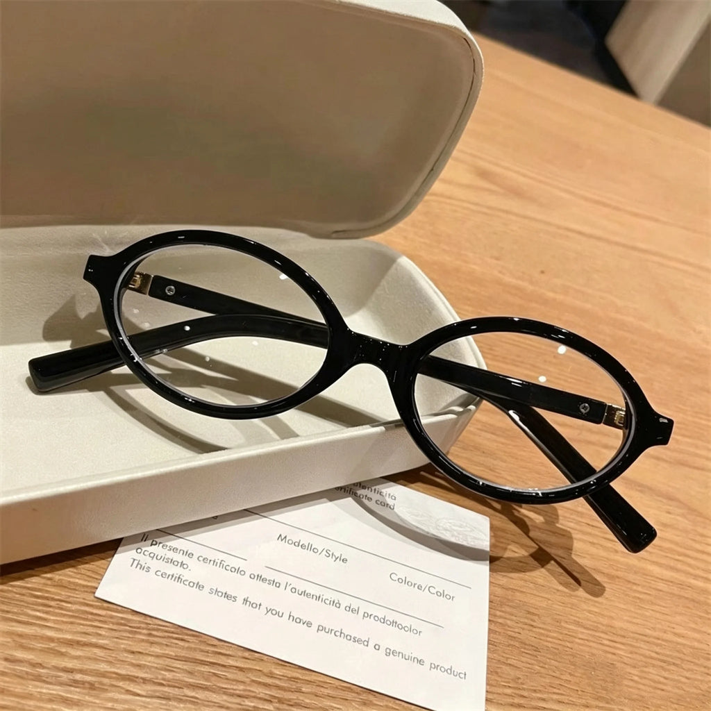 Women Retro Leopard Oval Glasses Anti Blue Light 0 to -4.0D Corrective Eyeglasses PLUSH black 4.00 Myopia
