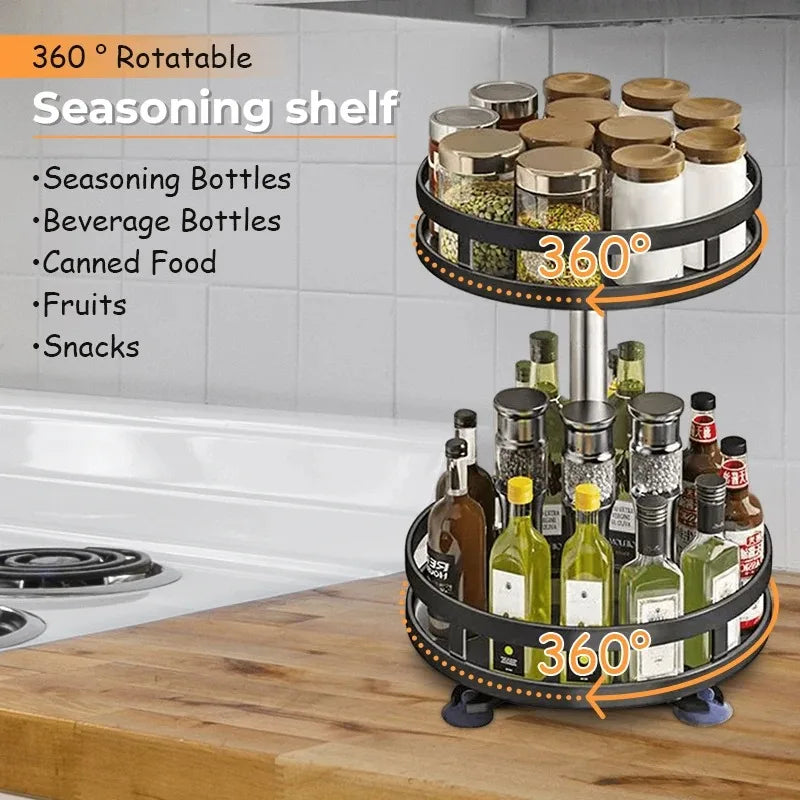 Rotating Spice Rack Organizer – Non-Skid Metal Storage Tray Spice Rack Organizer PLUSH