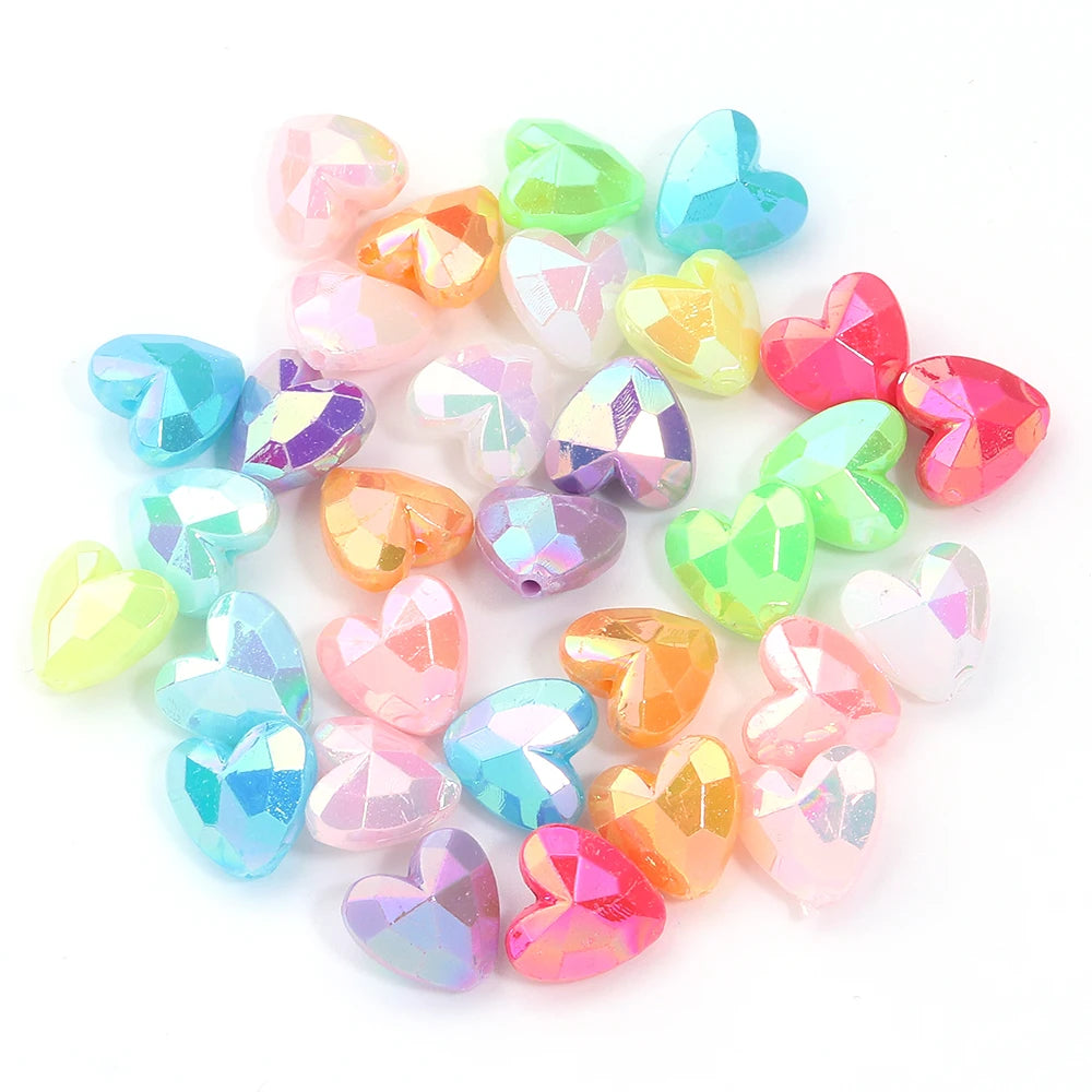 100pcs AB Color Heart Acrylic Beads – DIY Jewelry Making Acrylic Craft Beads PLUSH Color 01