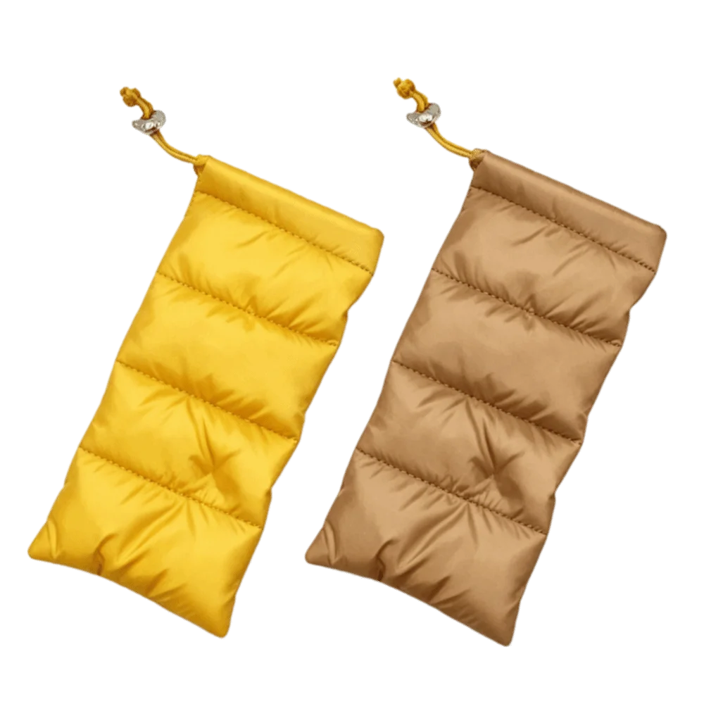 Quilted Padded Eyeglass Case – Soft Drawstring Glasses Bag Eyeglass Case PLUSH Yellow-Brown