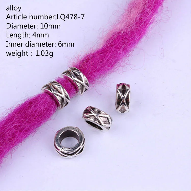 5pcs Silver Viking Dreadlock Hair Beads – Braid Cuffs & Clips Hair Bead Cuffs PLUSH 5pcs NO.16