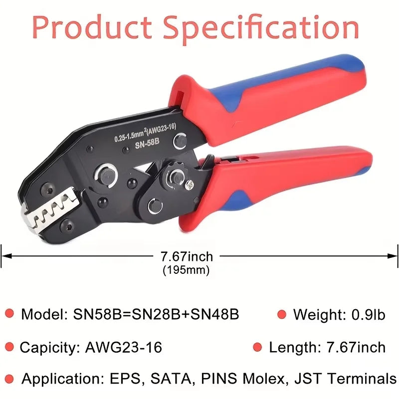 SN-58B Ratchet Wire Crimper Plier AWG23-16 | Dupont Terminals Ratchet Crimper Plier PLUSH