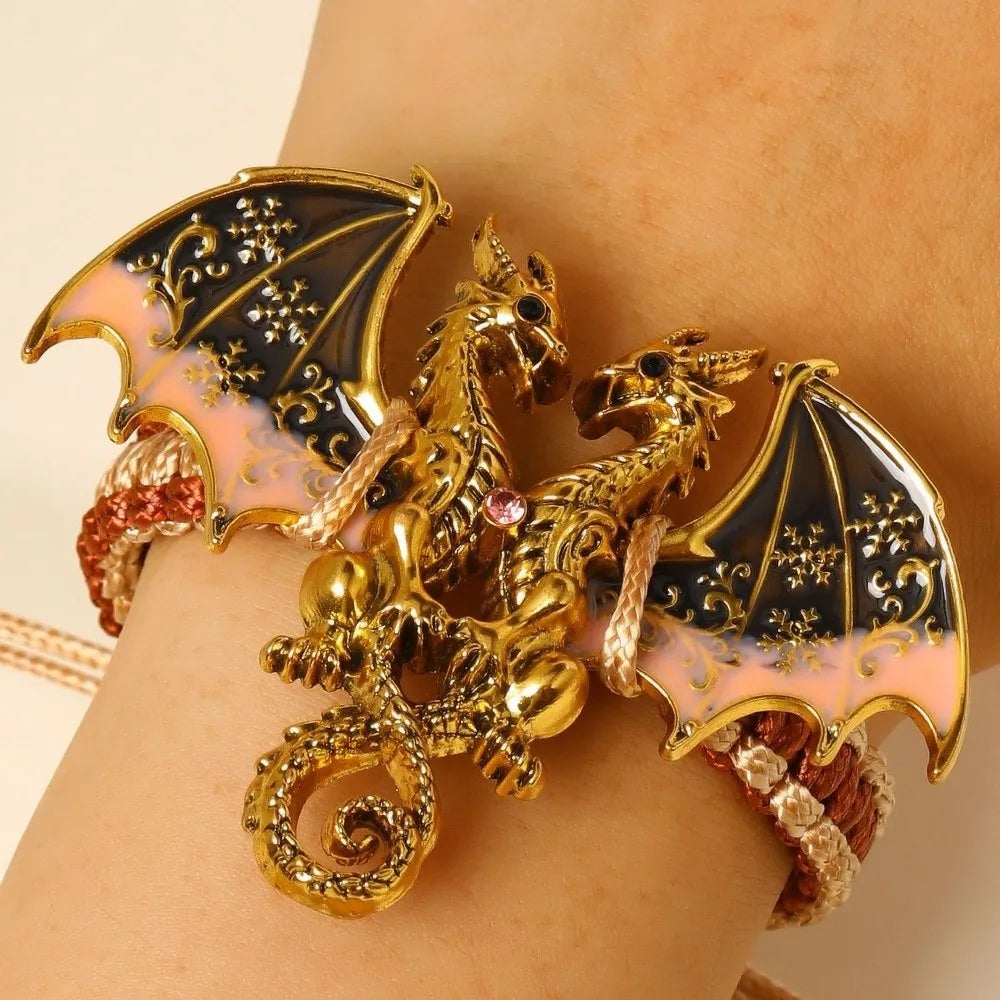 Dragon Braided Rope Bracelet – Adjustable Punk Woven Wristband Fashion Bracelet PLUSH Style M