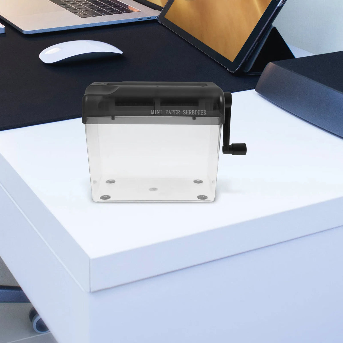 Manual Hand Crank Desktop Paper Shredder – Cross-Cut Home & Office Manual Paper Shredder PLUSH
