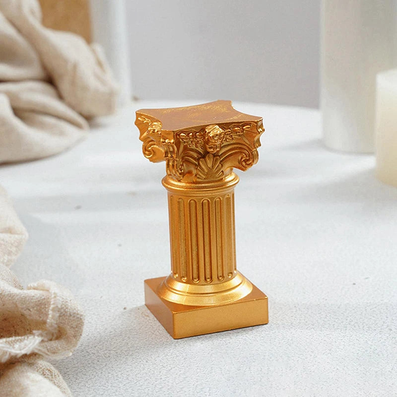 Roman Column Pedestal Candle Holder & Decorative Figurine Decorative Candle Holder PLUSH Gold