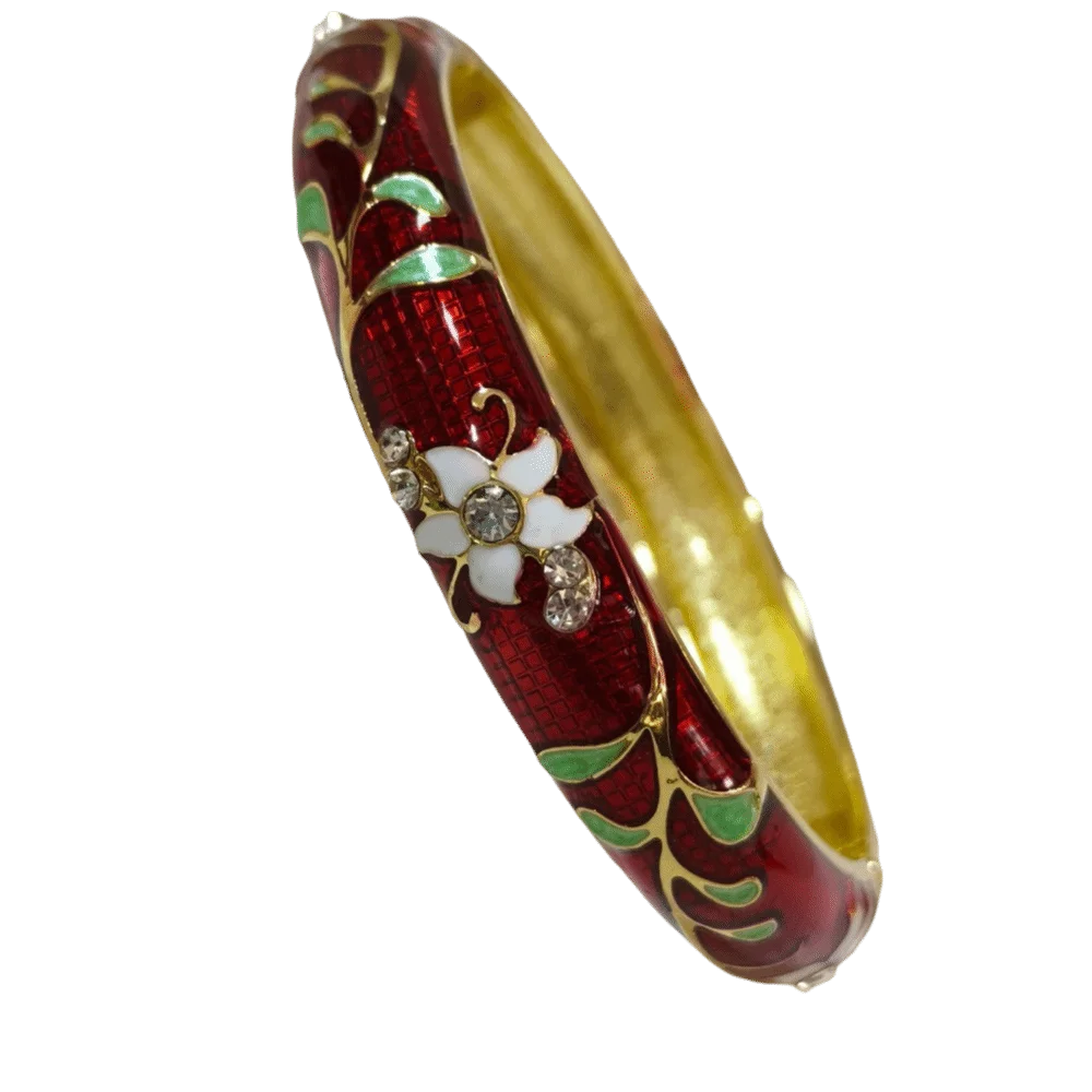 Chinese Cloisonne Enamel Flower Bangle | Traditional Bracelet Enamel Bangle PLUSH 11