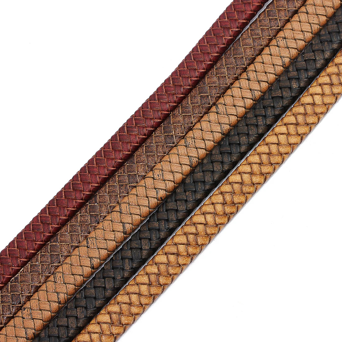 Braided Flat Leather Cord 10/12mm | DIY Jewelry Making – 1m Roll Leather Jewelry Cord PLUSH