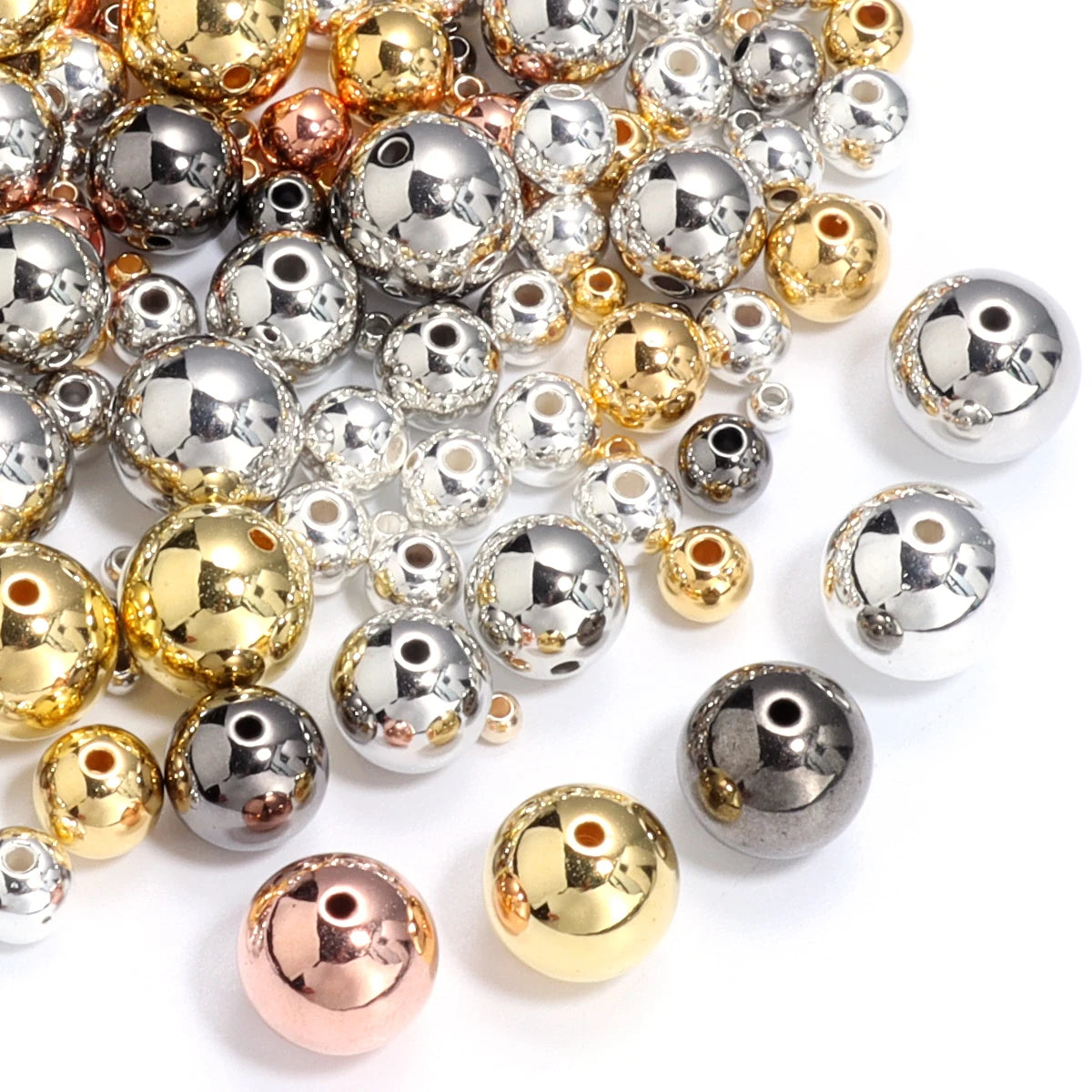 Rhodium CCB Round Spacer Beads 3–14mm | DIY Jewelry Making DIY Spacer Beads PLUSH