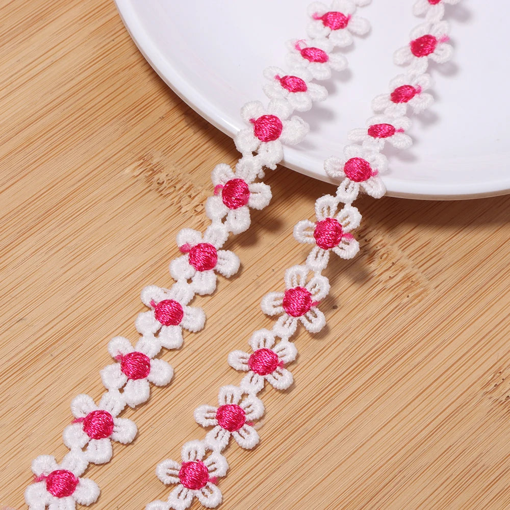 3 Yards Flower Lace Trim 1.5cm Polyester – DIY Craft Decor Lace Trim Ribbon PLUSH hotpink 1.5cm