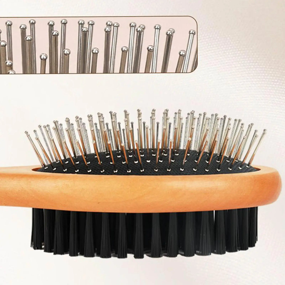 Double-Sided Pet Grooming Brush – Wood Handle & Steel Bristles Pet Grooming Brush PLUSH