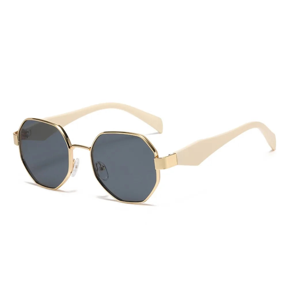 UV400 Polygonal Gradient Sunglasses for Women – PC Shades Fashion Sunglasses PLUSH Beige Grey