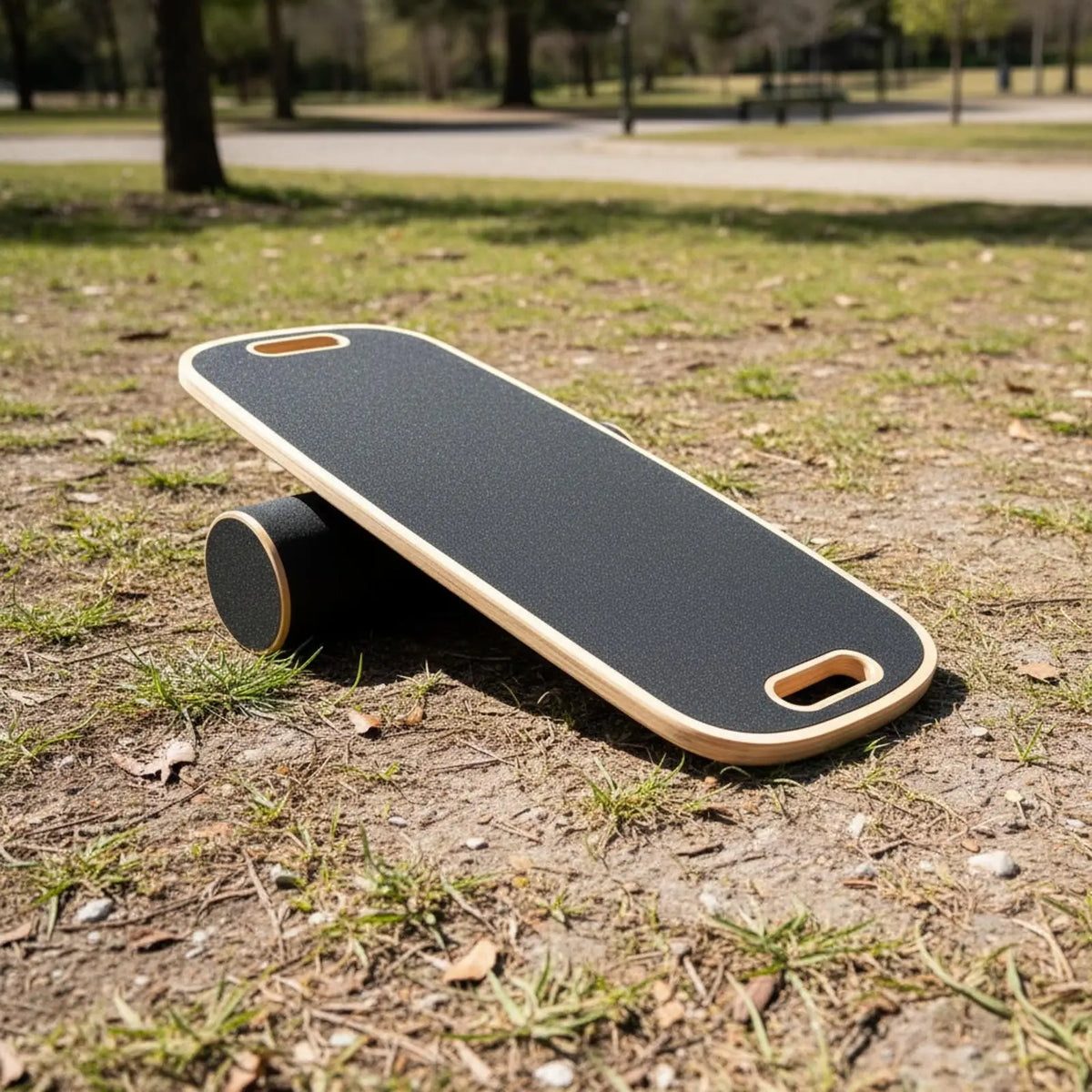 Wood Balance Board with Cylinder Roller – Core Fitness Training Balance Training Board PLUSH
