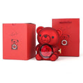 Rotating Hugging Bear Jewelry Box with Soap Rose Gift Set Jewelry Gift Box PLUSH Red