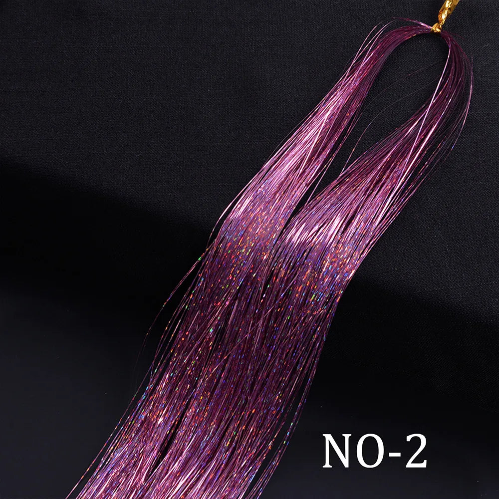 Rainbow Hair Tinsel Glitter Strands – 120pcs, 93cm Hair Tinsel Extensions PLUSH NO-2