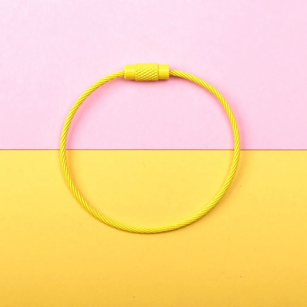 Stainless Steel Rotating Wire Key Ring – Color Keychain 5/10pcs Key Ring Keychain PLUSH yellow-10pcs-set