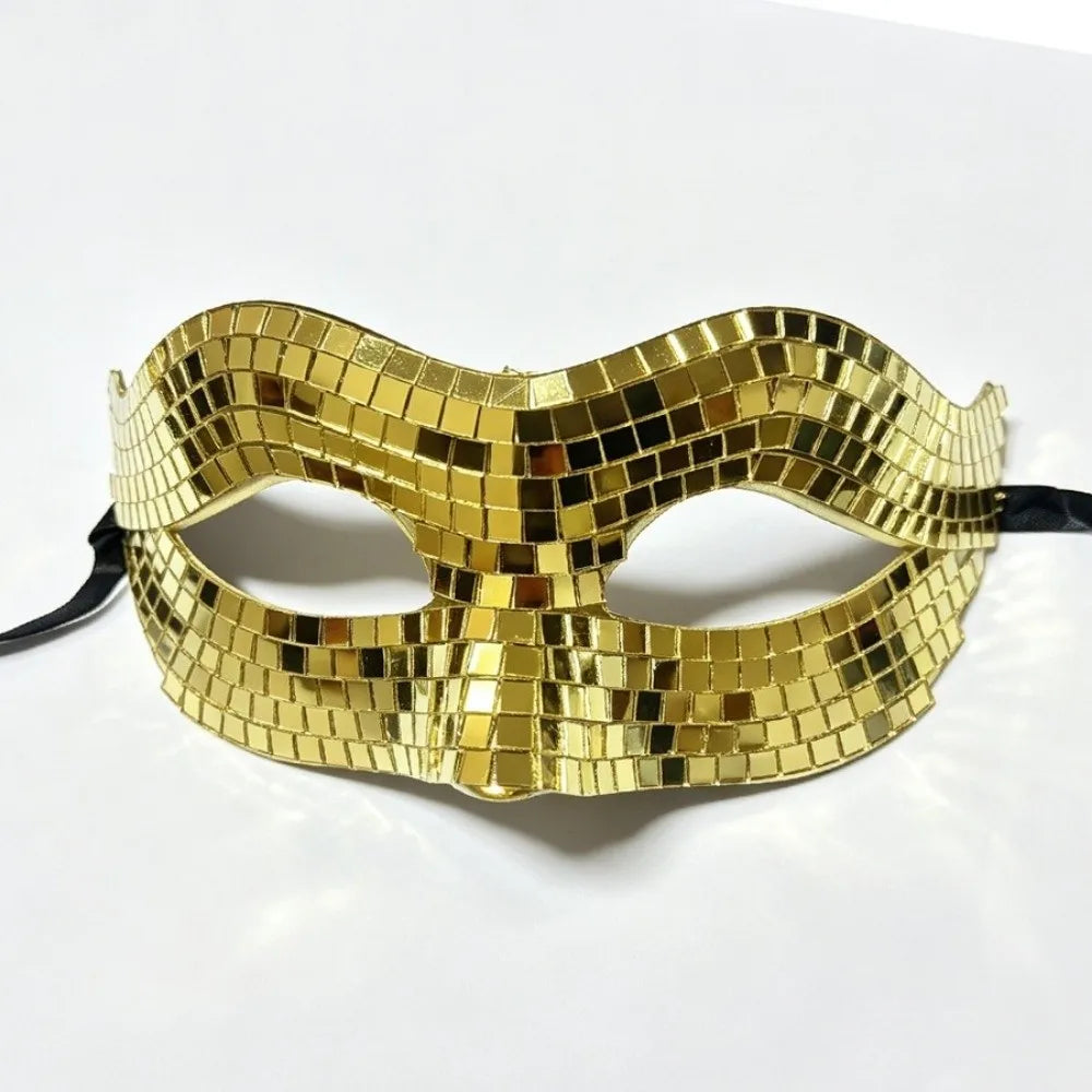 Disco Ball Glitter Masquerade Mask – Gold & Silver Costume Costume Mask PLUSH