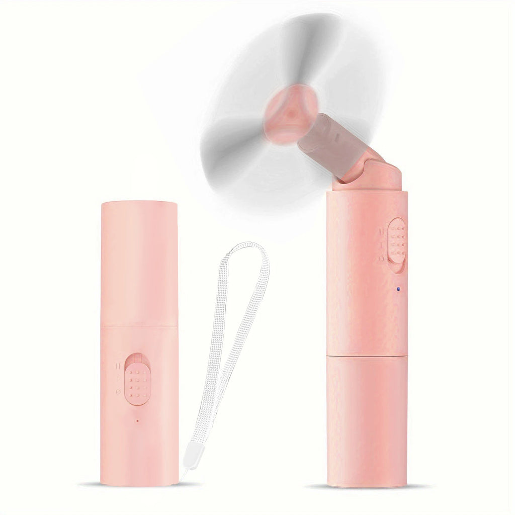 Portable Foldable Mini Fan – USB Rechargeable 3-Speed Handheld Handheld Mini Fan PLUSH Pink