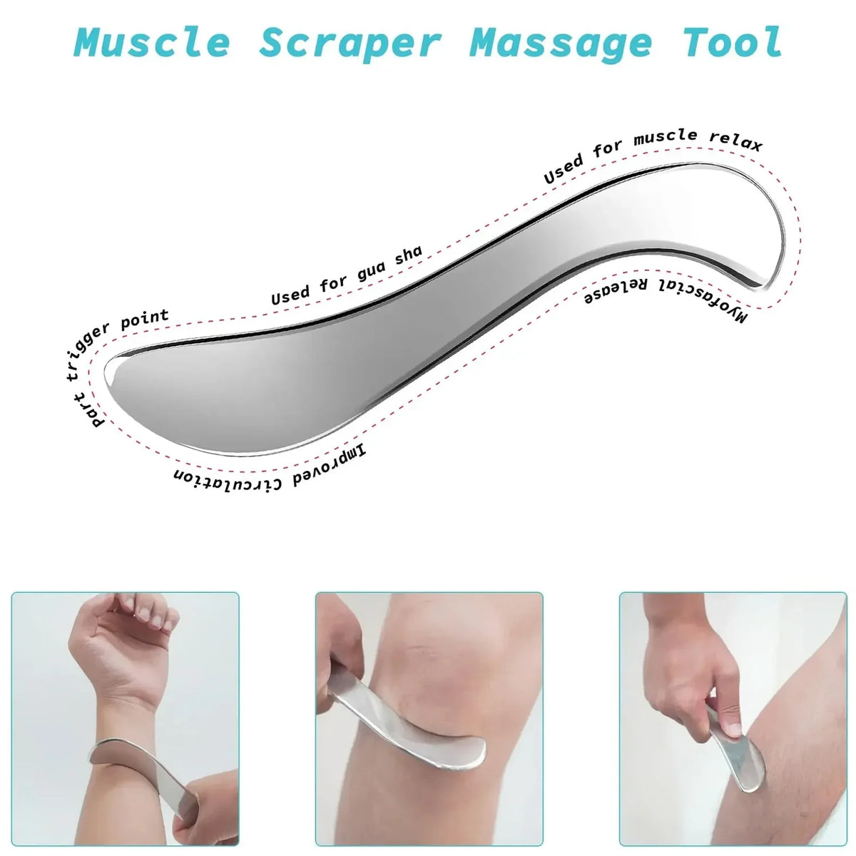 Stainless Steel Facial Roller & Gua Sha Tool Set – Face & Body Facial Massage Tool PLUSH