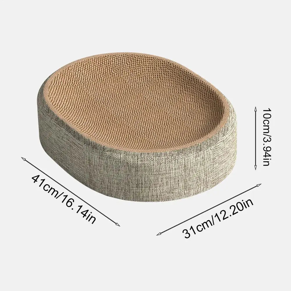 2-in-1 Oval Cat Scratching Board & Cozy Bed – Sisal Pad Cat Scratcher Bed PLUSH S