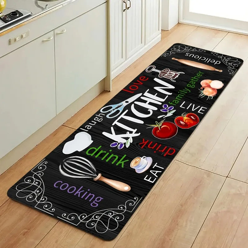 3-Piece Non-Slip Kitchen Mat Set – Knife & Fork Print Kitchen Mat Set PLUSH