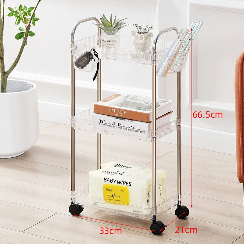 Transparent Multi-Layer Storage Cart Rack – Bathroom & Bedroom Storage Cart Rack PLUSH