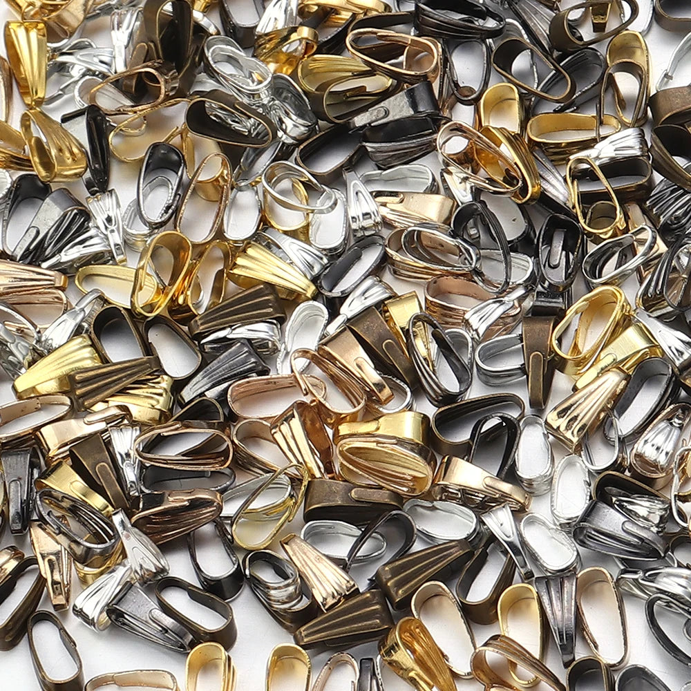 200pcs Iron Pinch Bail Pendant Clips – DIY Jewelry Clasps Jewelry Findings Clasps PLUSH