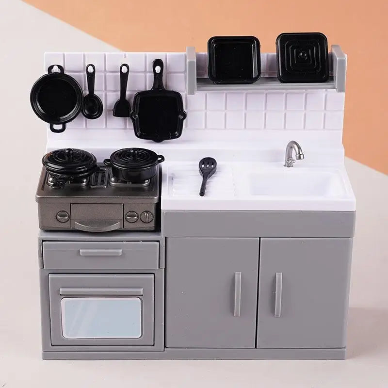 Mini Model Stove Kitchen Toy Set – 1/6 Scale Doll Playset Doll Kitchen Playset PLUSH A3