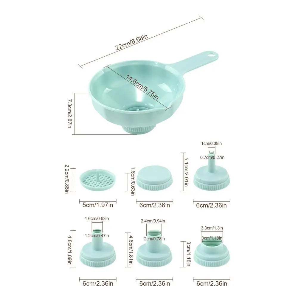 Wide Mouth Canning Funnel Set – 7-Piece Kitchen Jar Funnels Kitchen Funnel Set PLUSH Blue