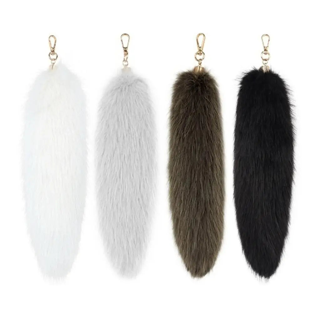 Fluffy Faux Fur Tail Keychain 31cm – Bag Charm Pendant Fur Tail Keychain PLUSH