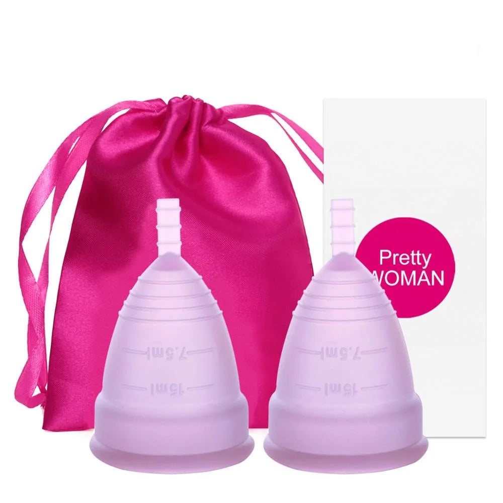 Medical Grade Silicone Menstrual Cup S & L | XceeFit Menstrual Cup PLUSH L Size 2Pcs-1Clothbag-Purpl