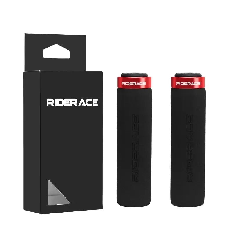 RIDERACE MTB Bicycle Handlebar Grips – Anti-Slip Sponge Bicycle Handlebar Grips PLUSH red