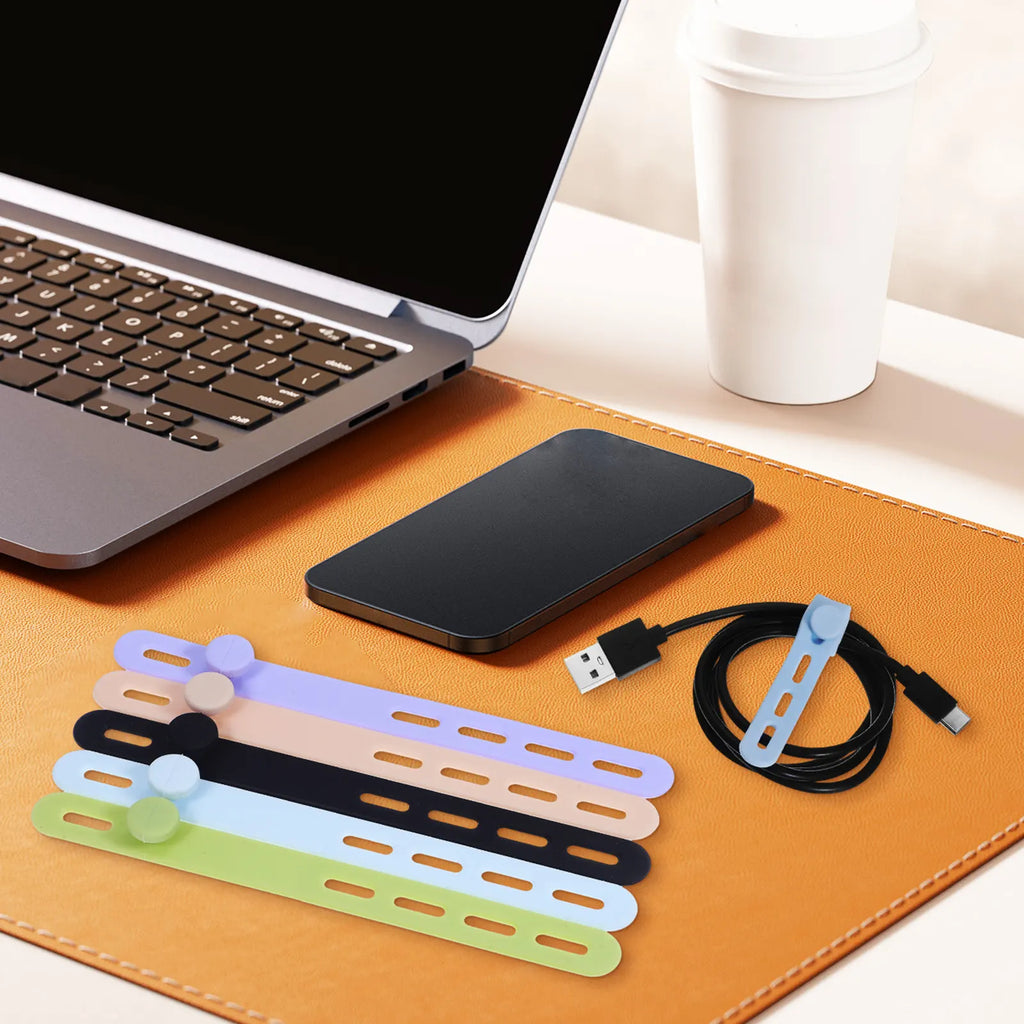10-Pack Adjustable Silicone Cable Cord Organizer Straps Cable Cord Organizer PLUSH