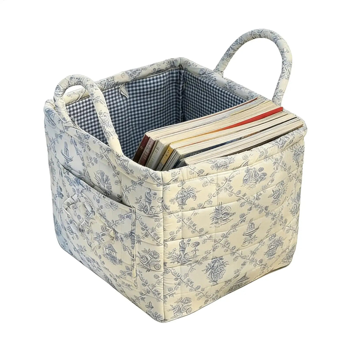 Vintage Floral Foldable Storage Basket with Handles | Boho Fabric Storage Basket PLUSH