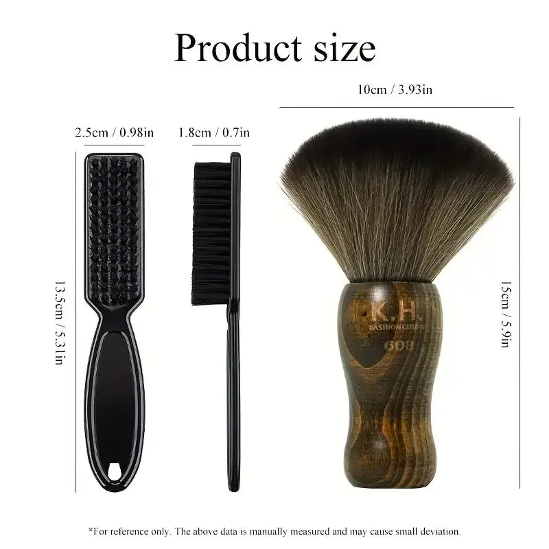 2-Pack Barber Neck Brush – Nylon Bristle Wooden Handle Barber Neck Brush PLUSH