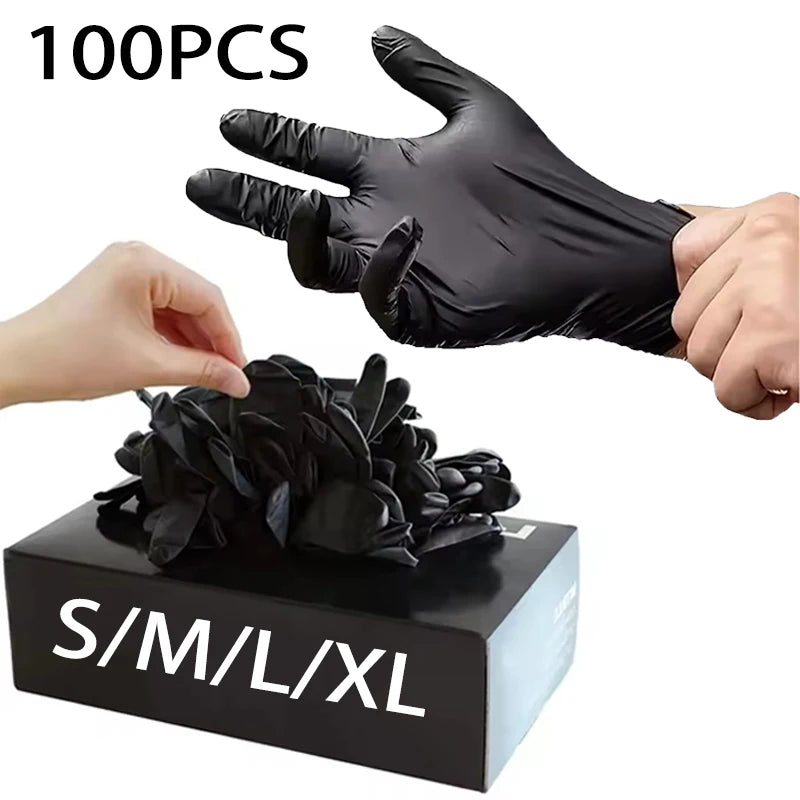 Black Nitrile Disposable Gloves 10–100pcs | S M L XL Disposable Nitrile Gloves PLUSH